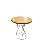 Side Table Wooden White Metal Legs
