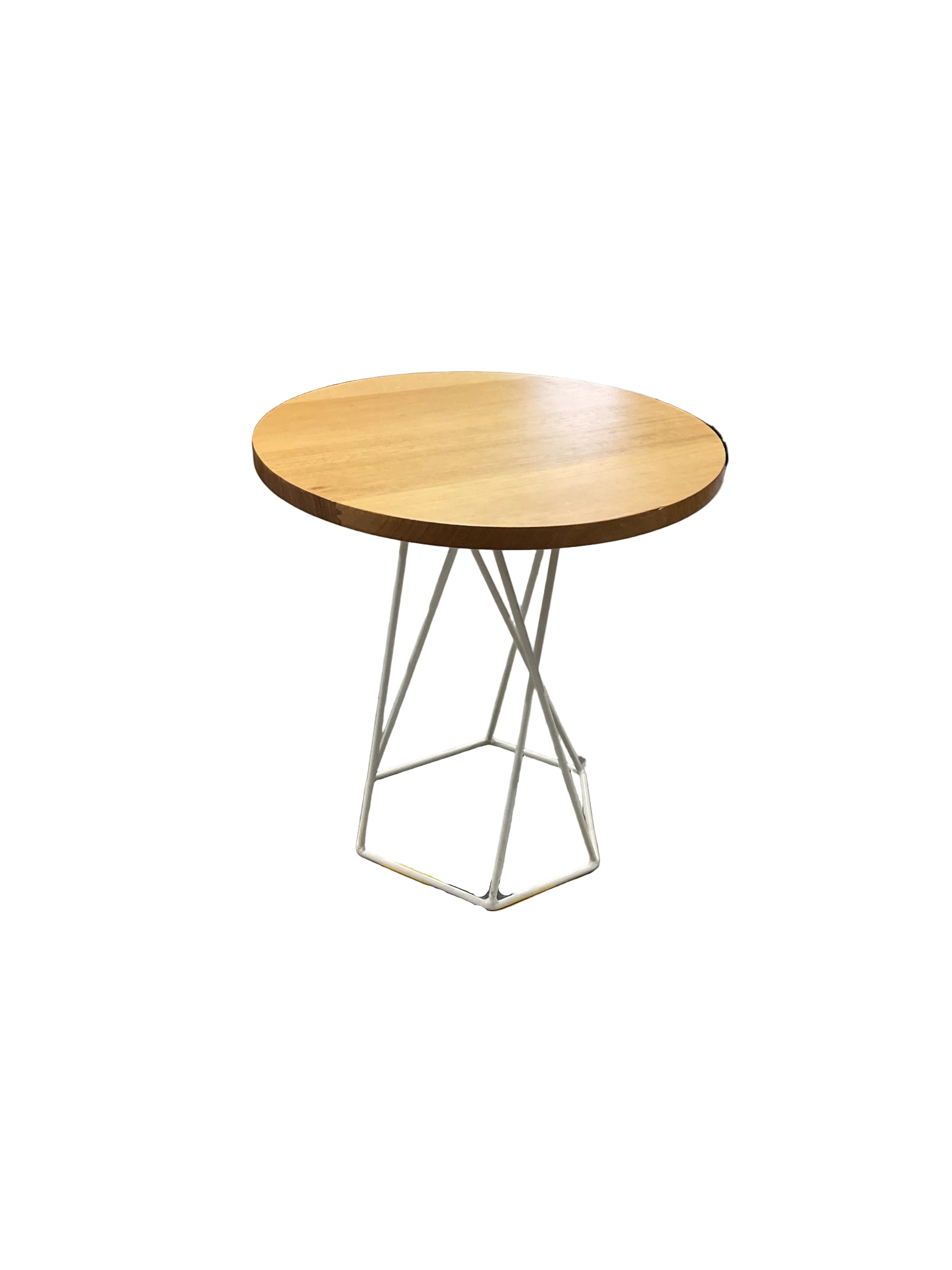 Side Table Wooden White Metal Legs