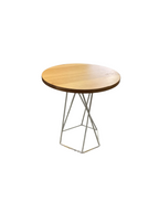 Side Table Wooden White Metal Legs