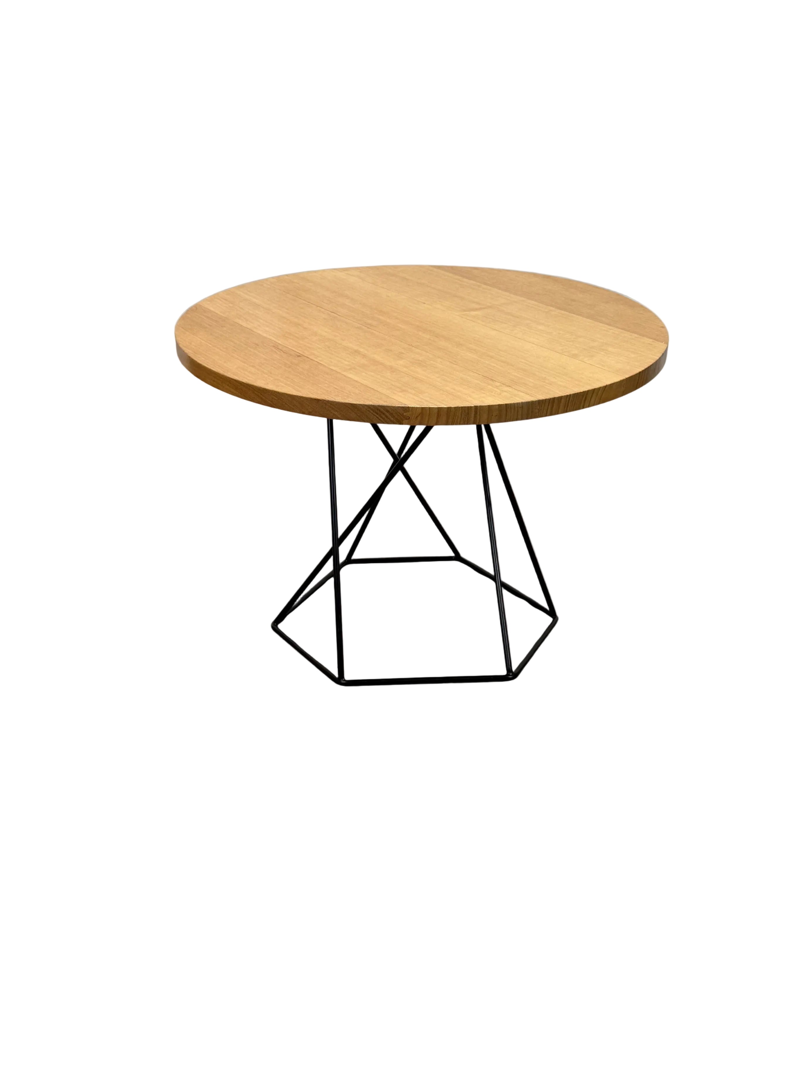 Round Geometric Timber Side Table