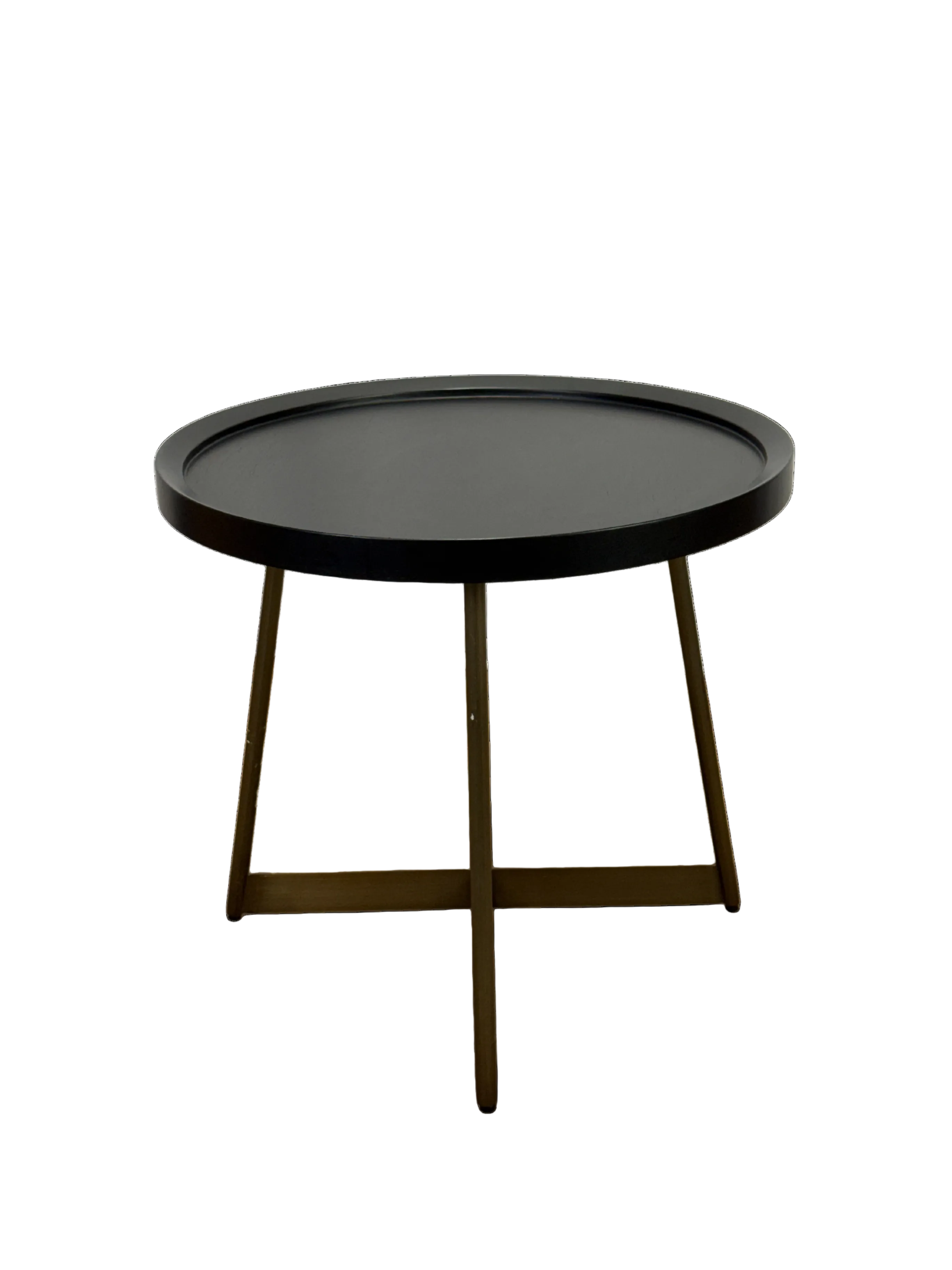 Round Minimalist Tray-Top Side Table - Black