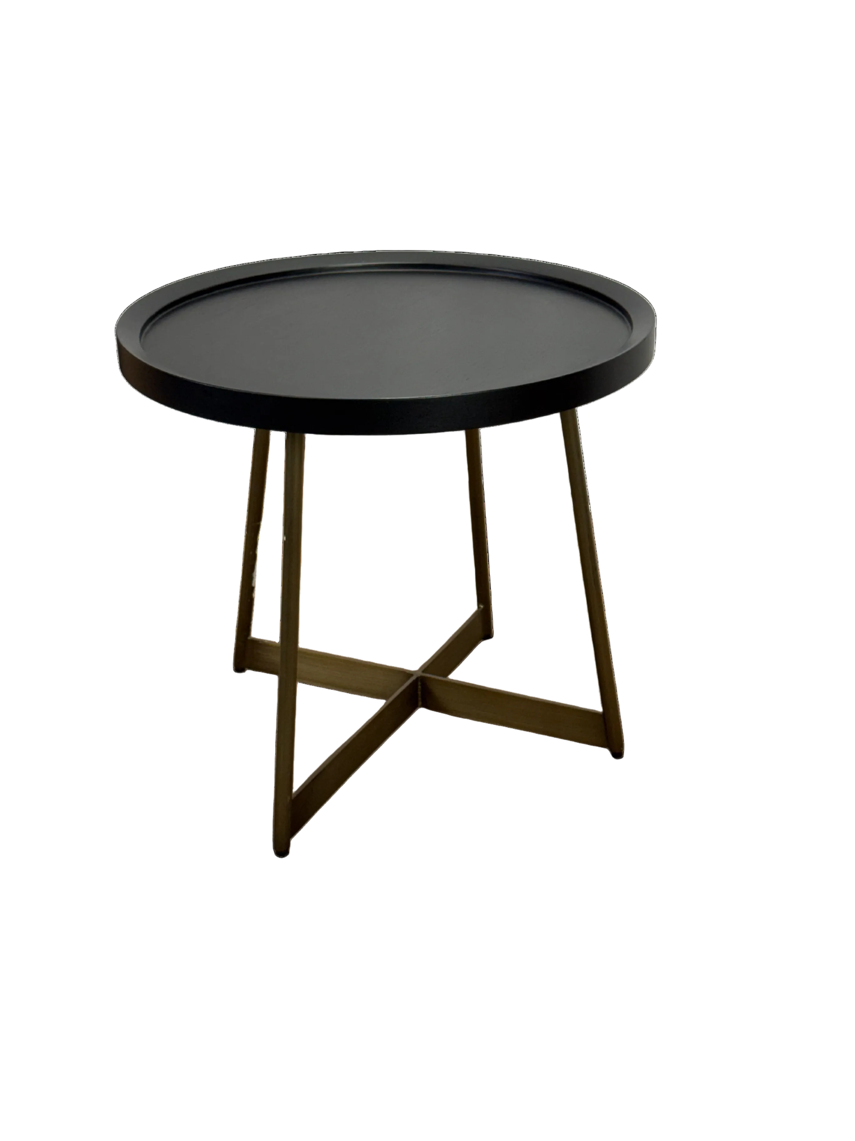 Round Minimalist Tray-Top Side Table - Black