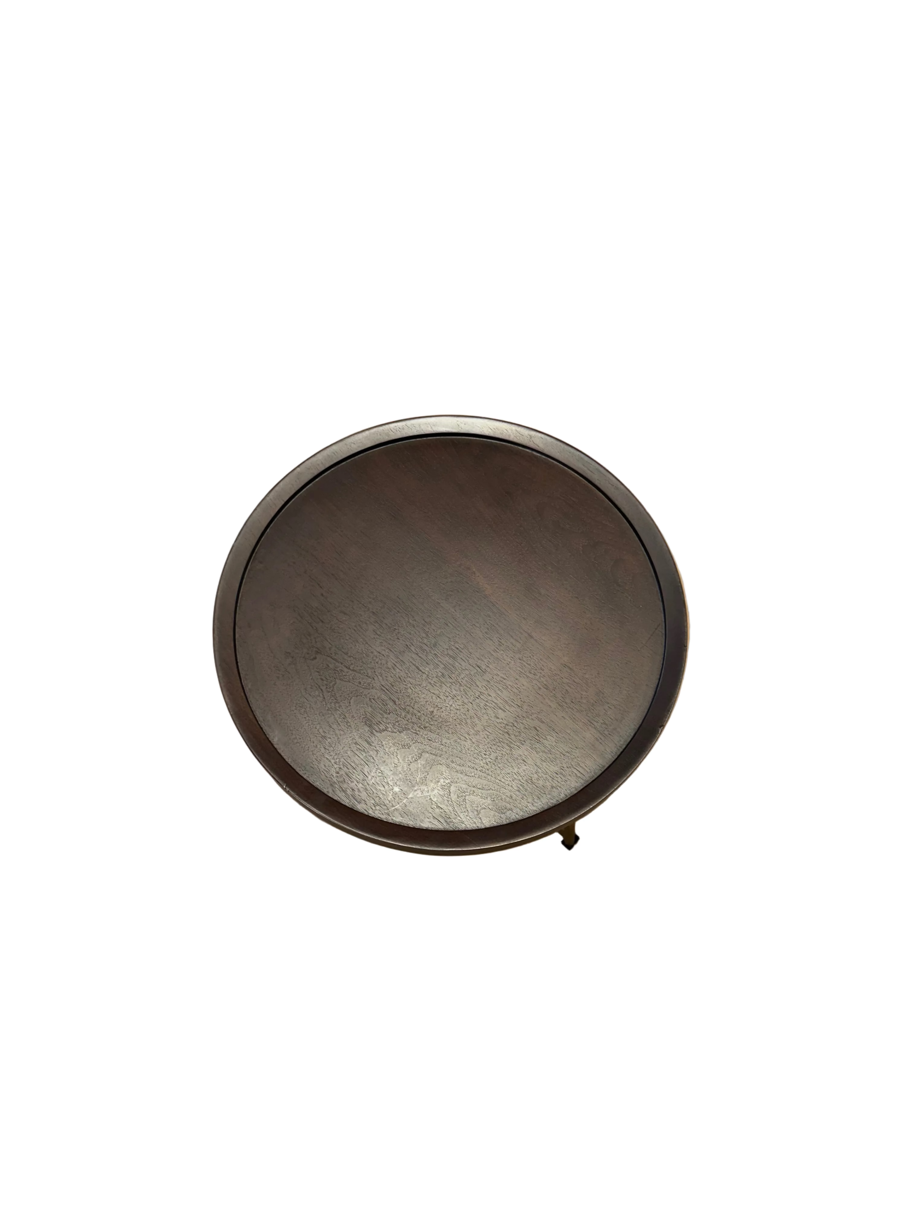 Round Minimalist Tray-Top Side Table - Dark Brown