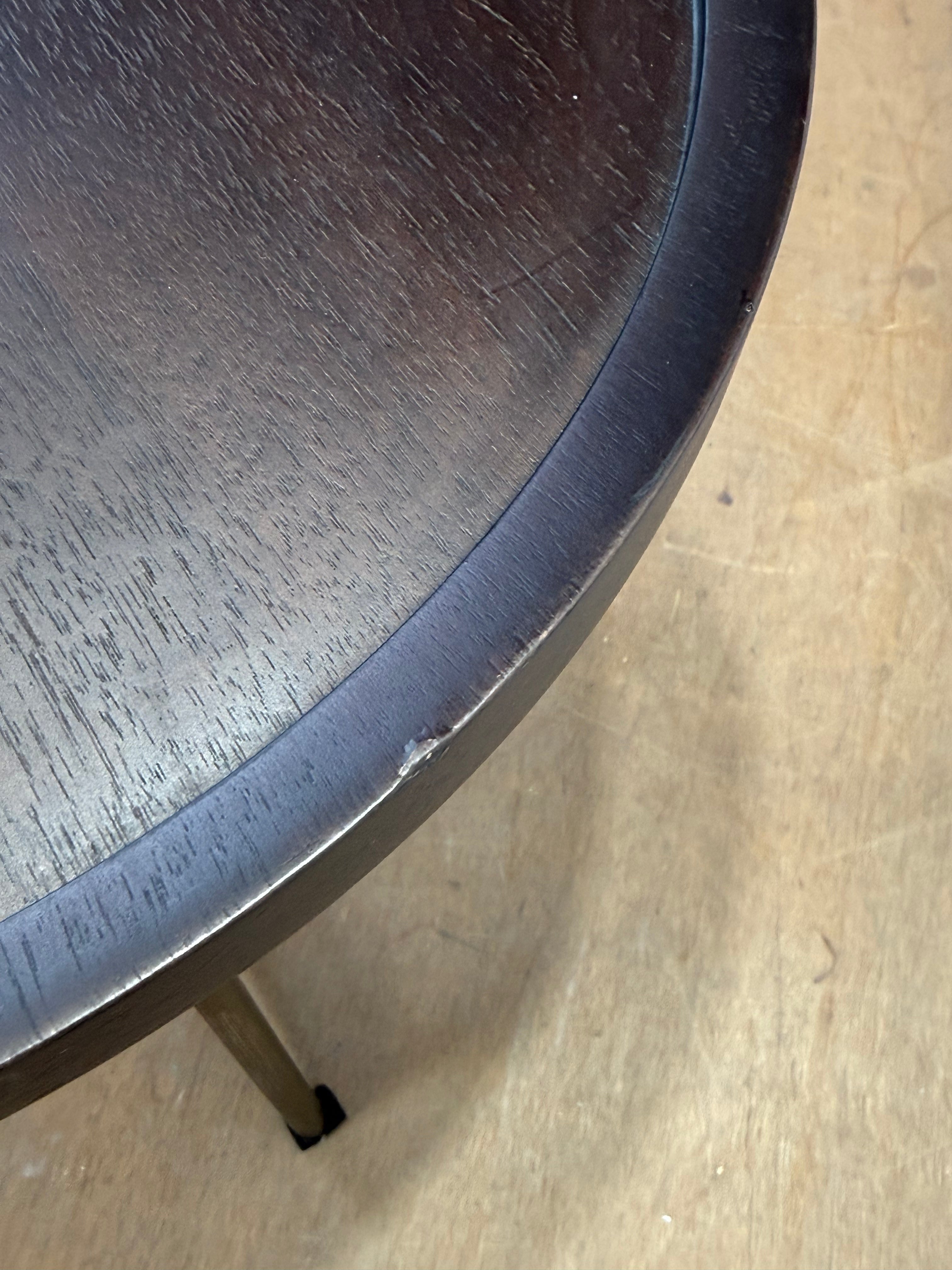 Round Minimalist Tray-Top Side Table - Dark Brown