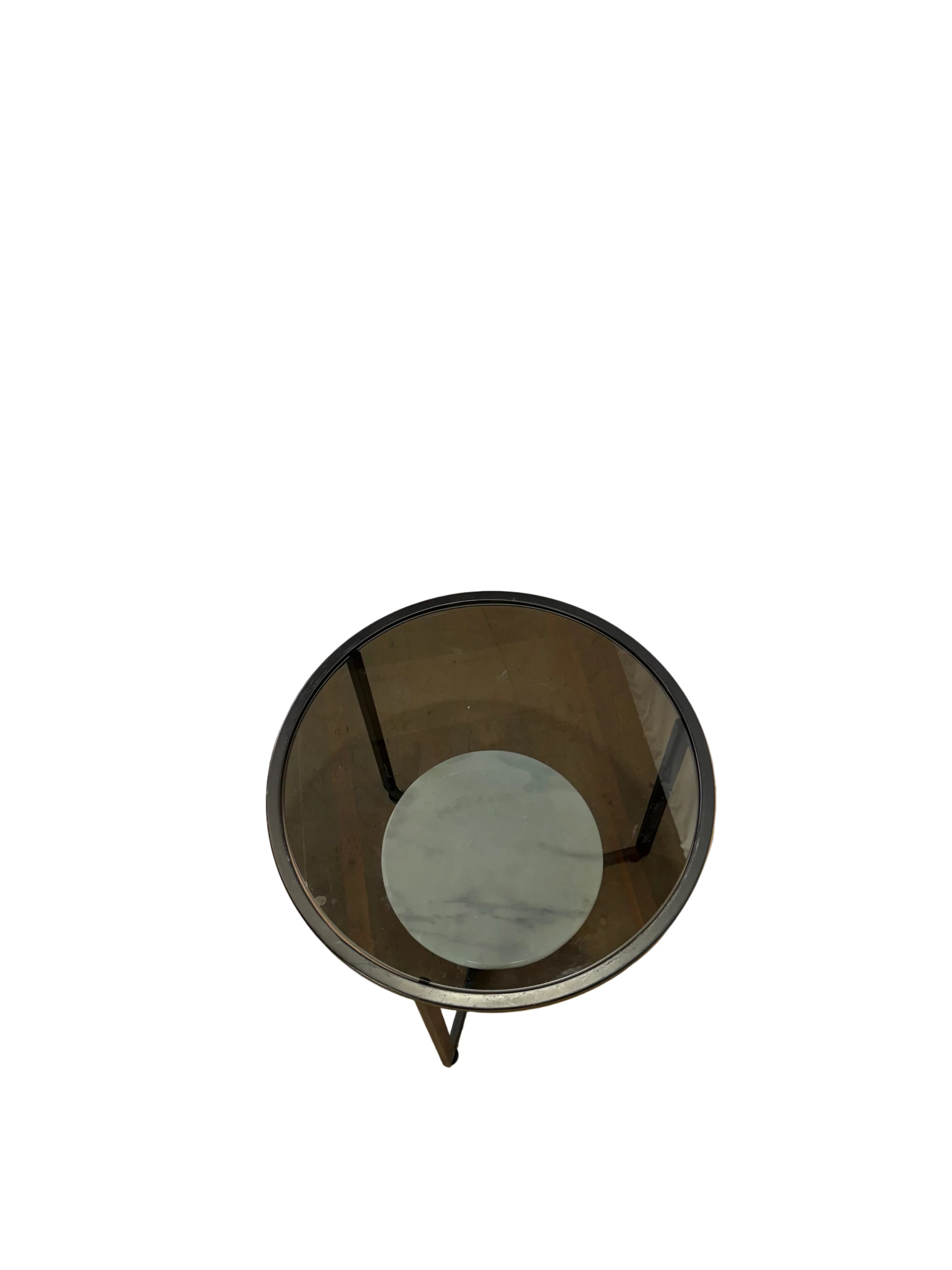 Architectural Marble, Chrome & Glass Side Table