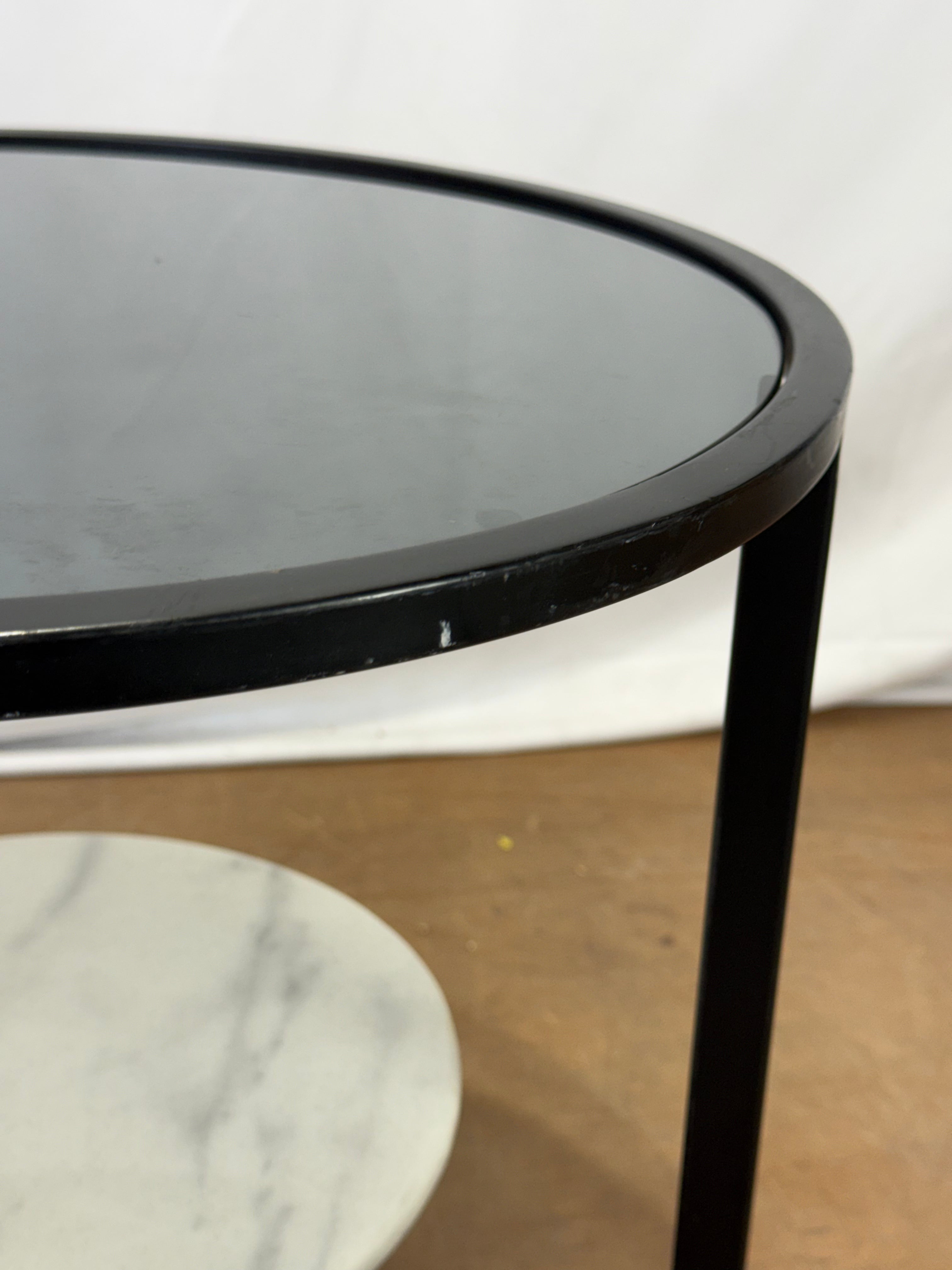 Architectural Marble, Chrome & Glass Side Table