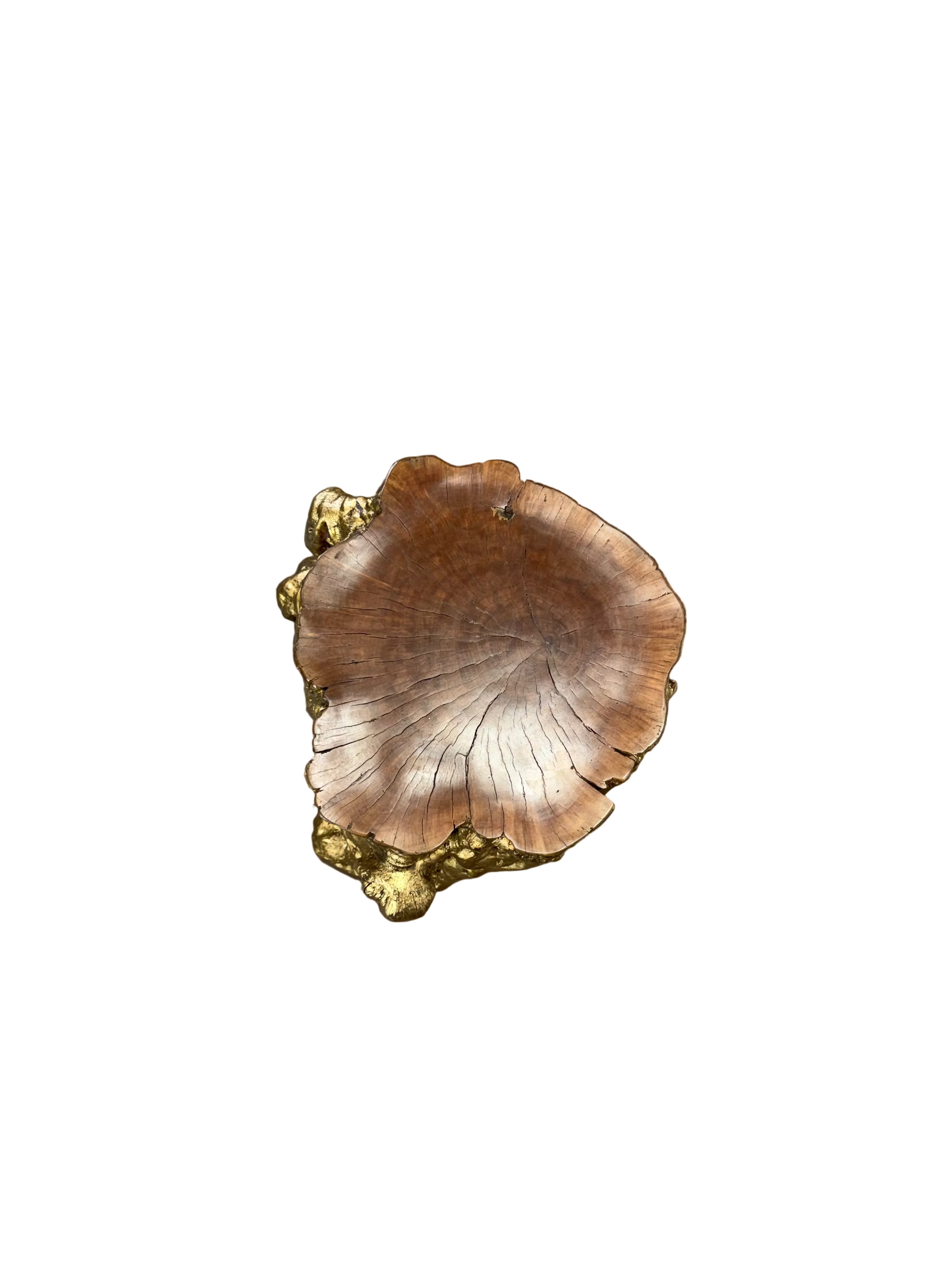 Sculptural Gold-Finished Tree Stump Side Table