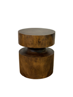 Solid Wood Plinth Side Table - Rustic Minimalist Design