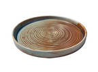 Round textured dual tone ceramic serving plate
