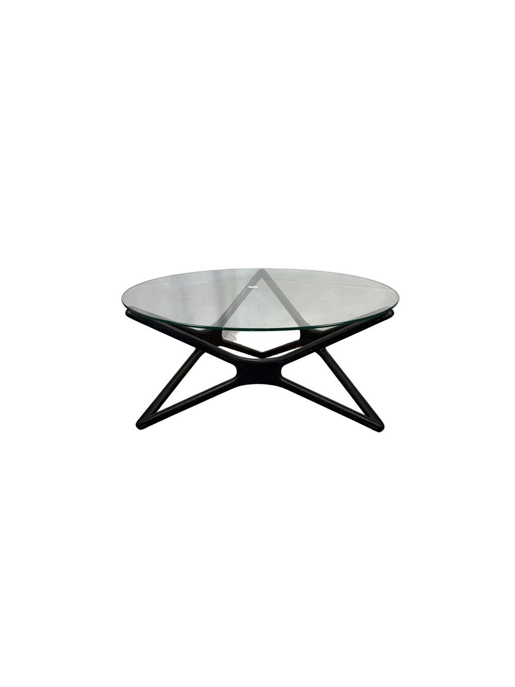 Glass Top Round Coffee Table Black Legs