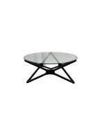 Glass Top Round Coffee Table Black Legs