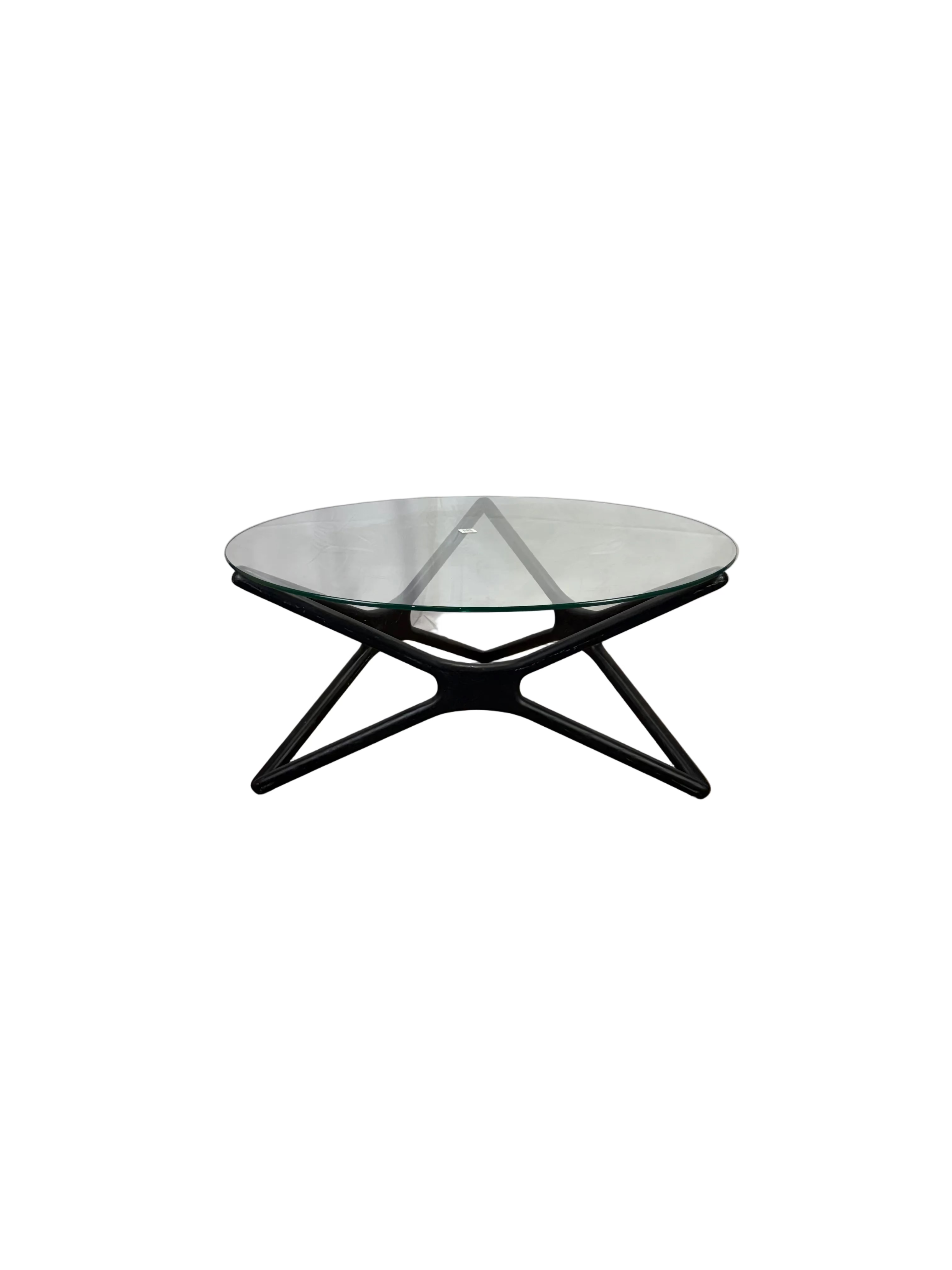 Glass Top Round Coffee Table Black Legs