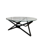Glass Top Round Coffee Table Black Legs