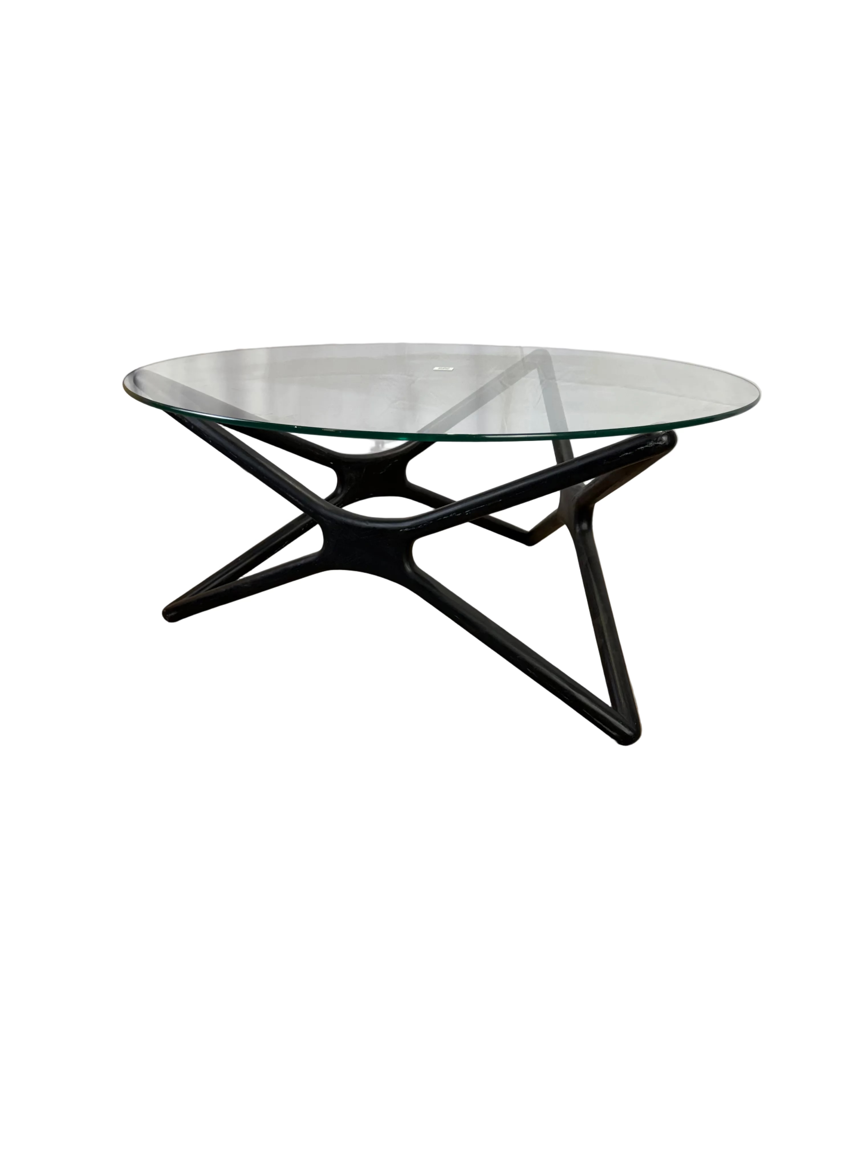 Glass Top Round Coffee Table Black Legs