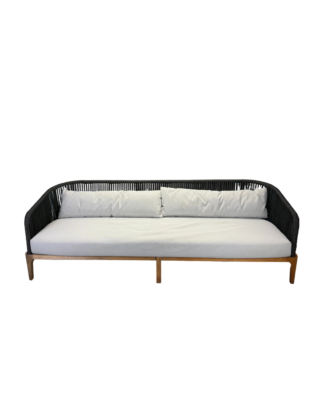 Resort Luxe Curved Rope & Timber Outdoor Sofa