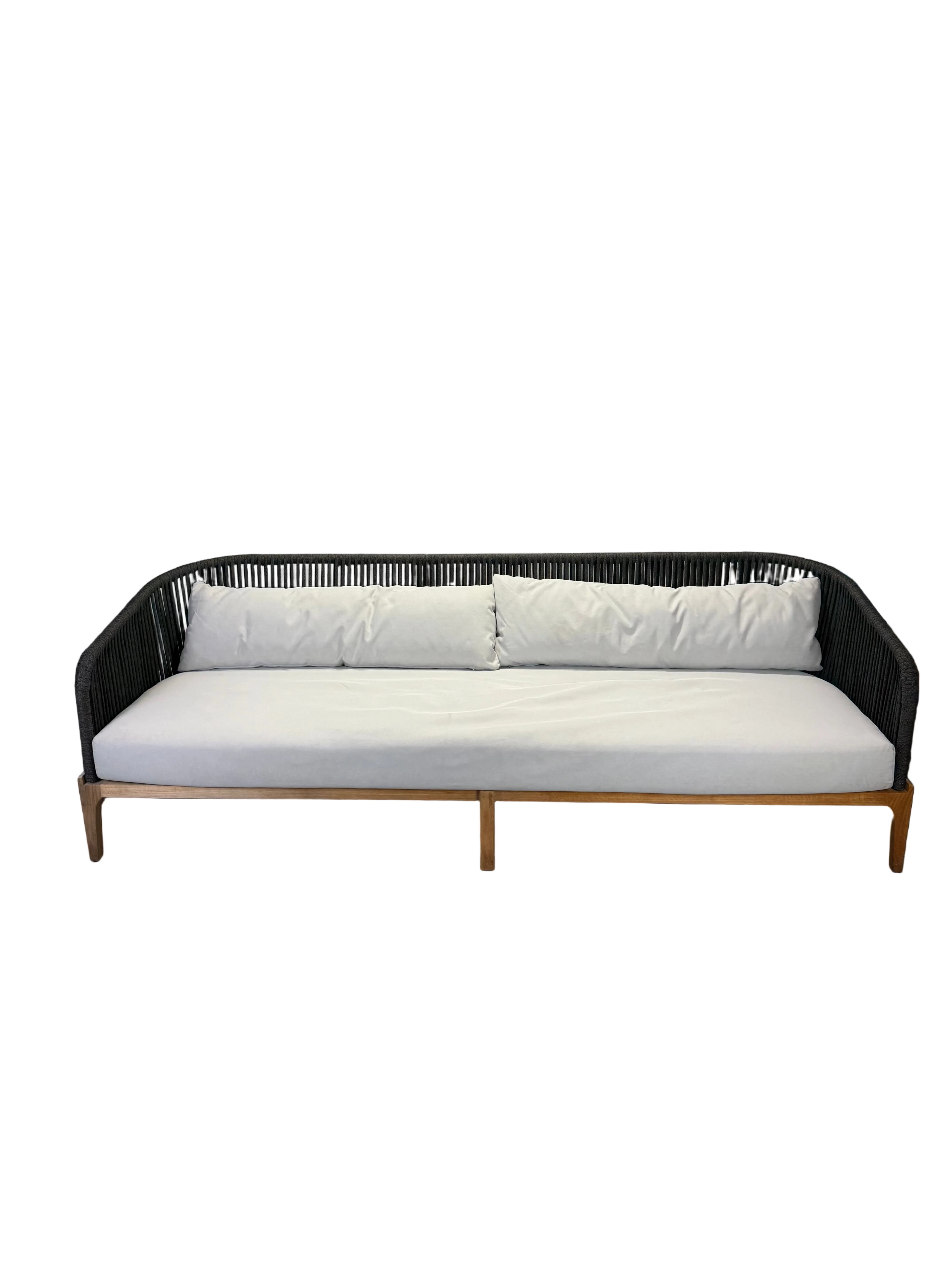 Resort Luxe Curved Rope & Timber Outdoor Sofa