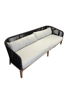 Resort Luxe Curved Rope & Timber Outdoor Sofa