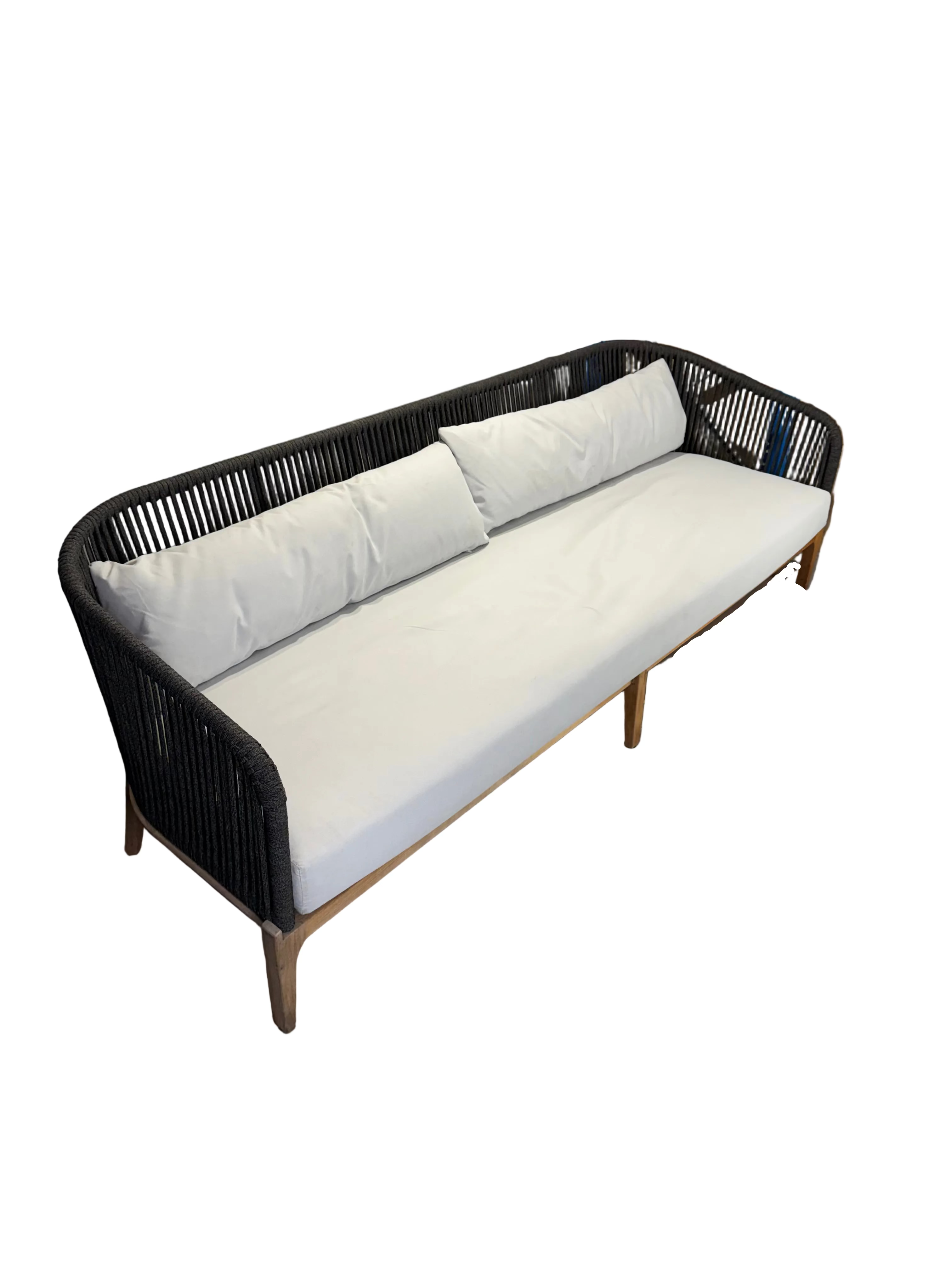 Resort Luxe Curved Rope & Timber Outdoor Sofa
