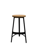 Sean Dix Factory Barstool - Natural Timber & Black Metal