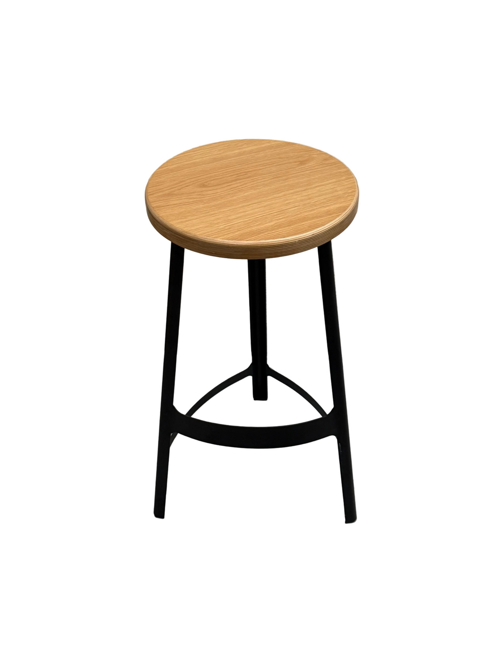 Sean Dix Factory Barstool - Natural Timber & Black Metal