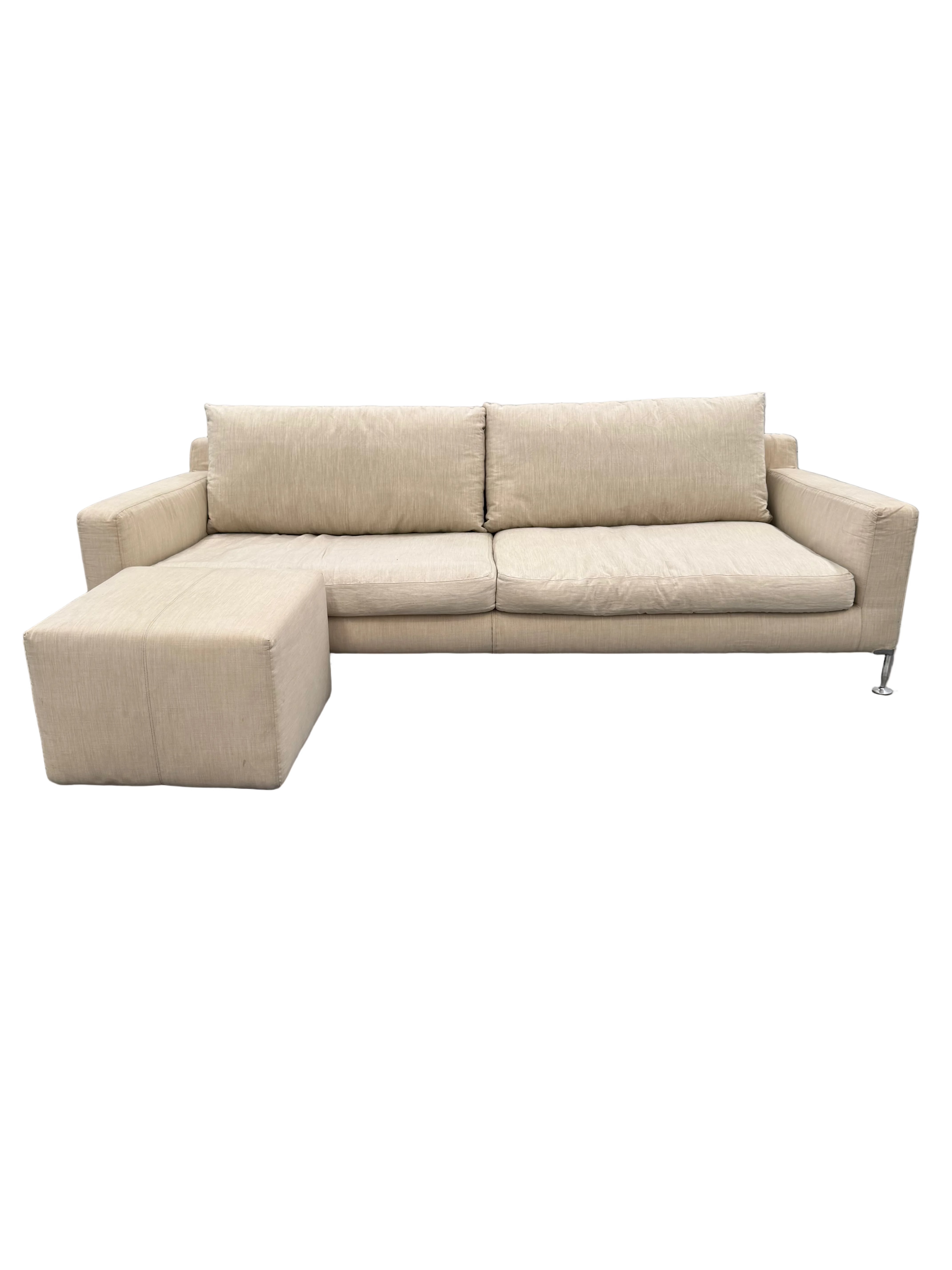 Authentic B&B Italia 'Harry' Sofa & 'Charles' Ottoman by Antonio Citterio