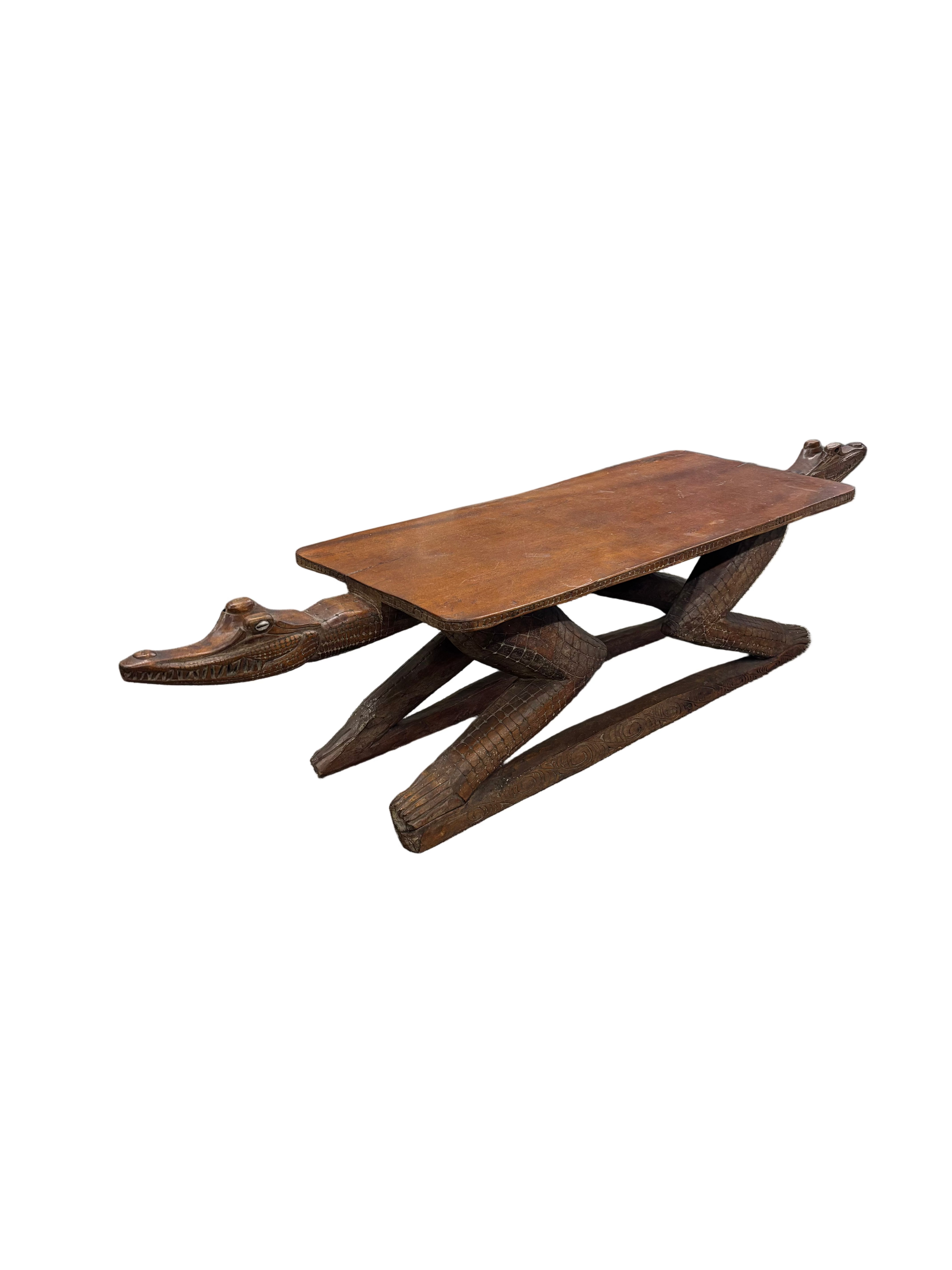 Carved Alligator Coffee Table