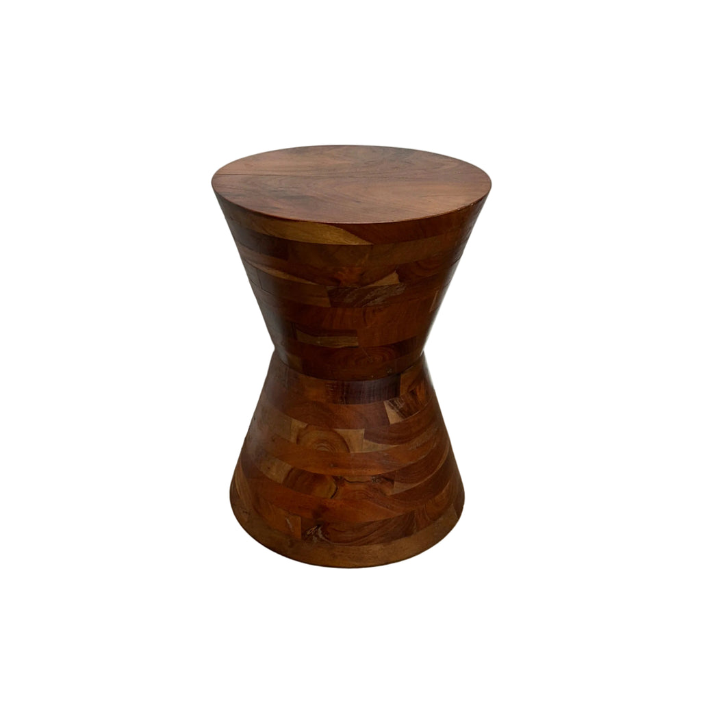 Reclaimed Solid Timber Wood Hourglass Side Table