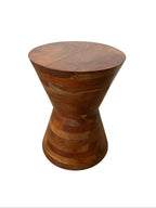 Reclaimed Solid Timber Wood Hourglass Side Table