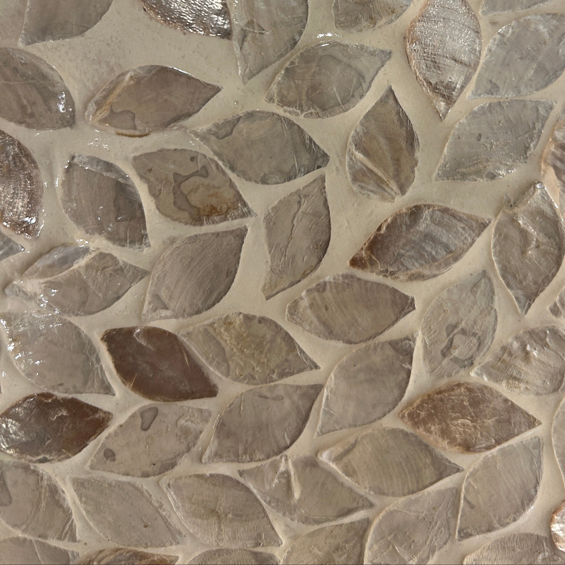 Seashell Inlay Round Accent Side Table