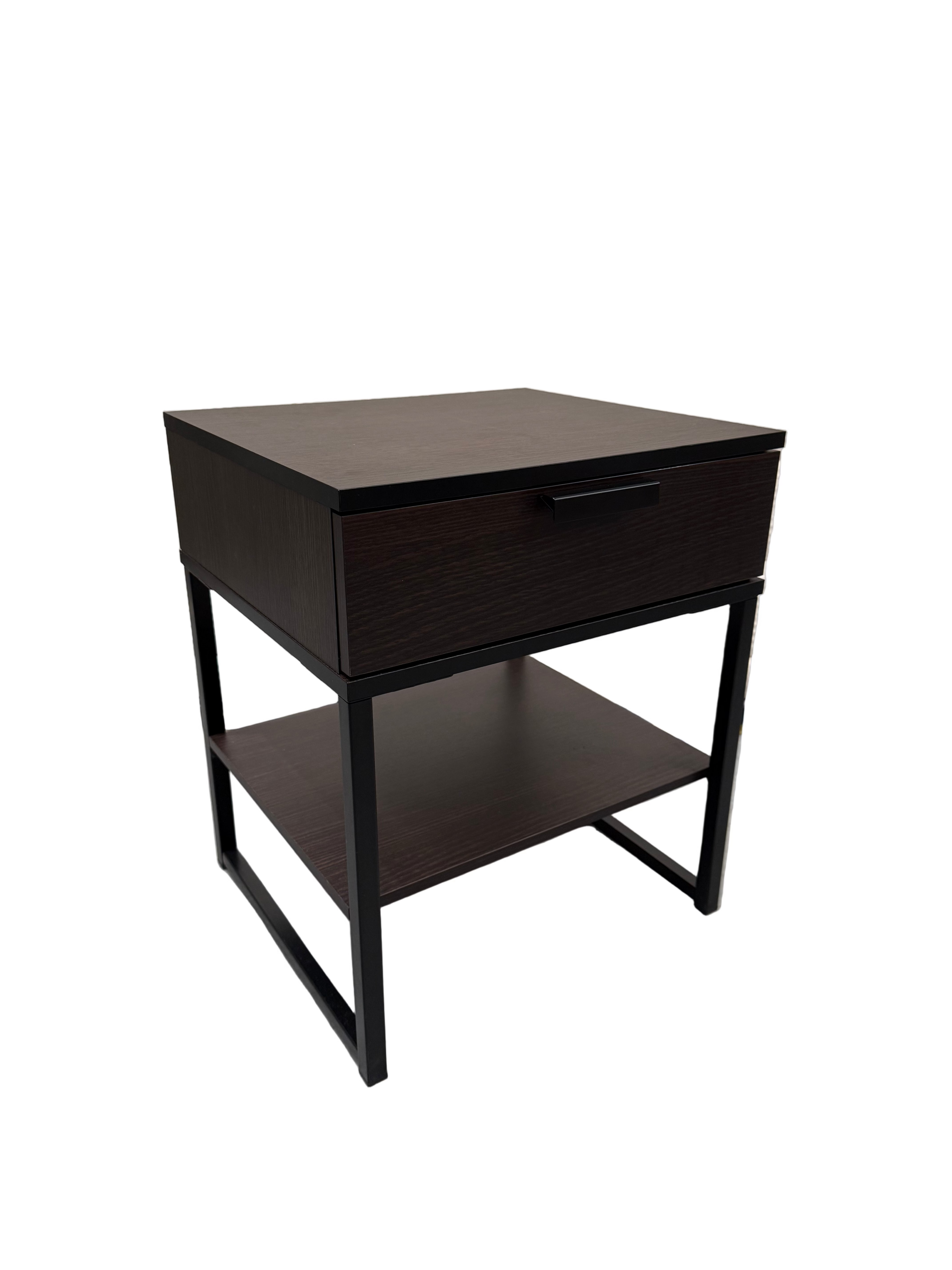 Modern Dark Wood Bedside Table with Drawer
