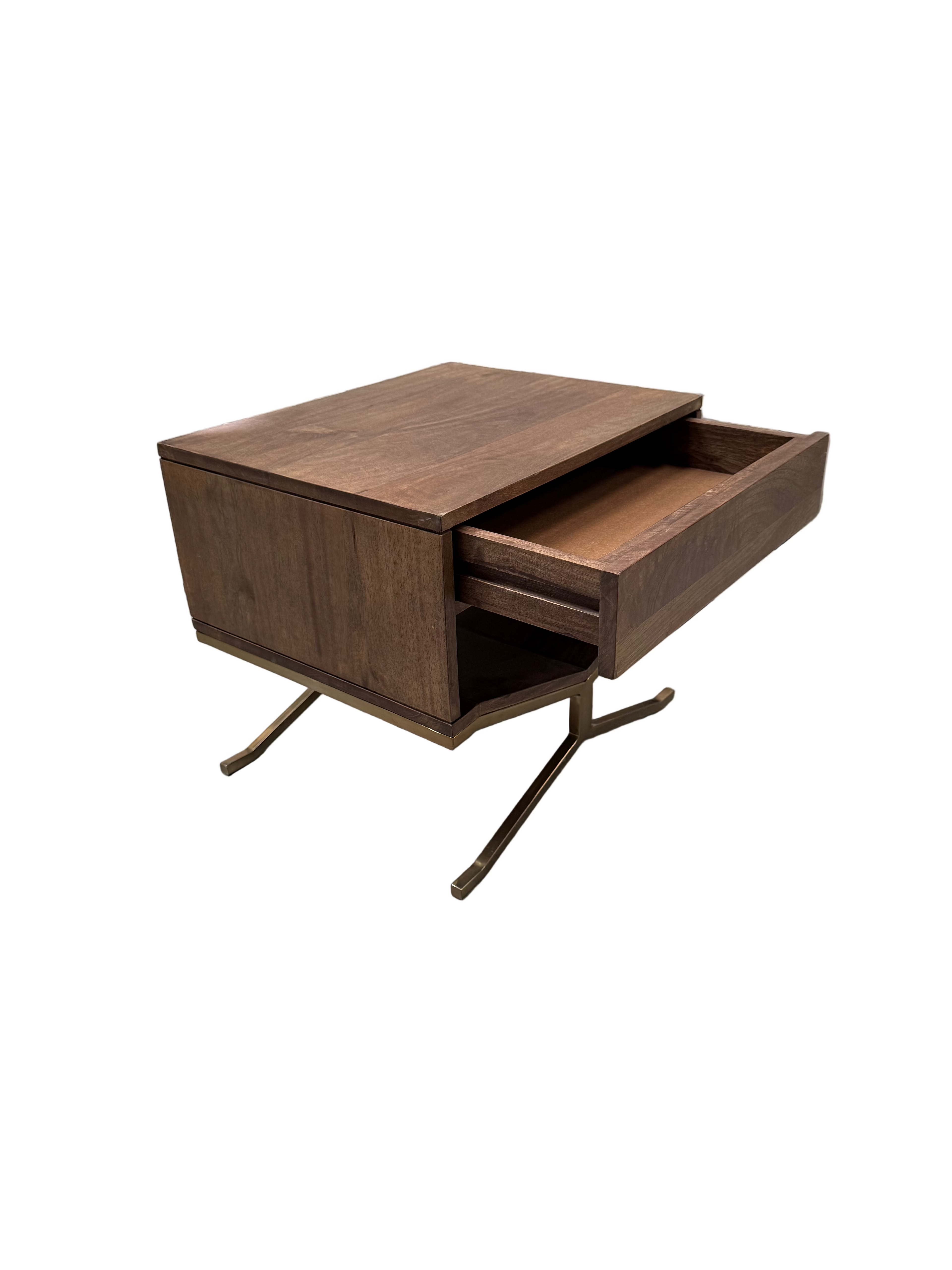 Walnut Wood Finish Bedside Table