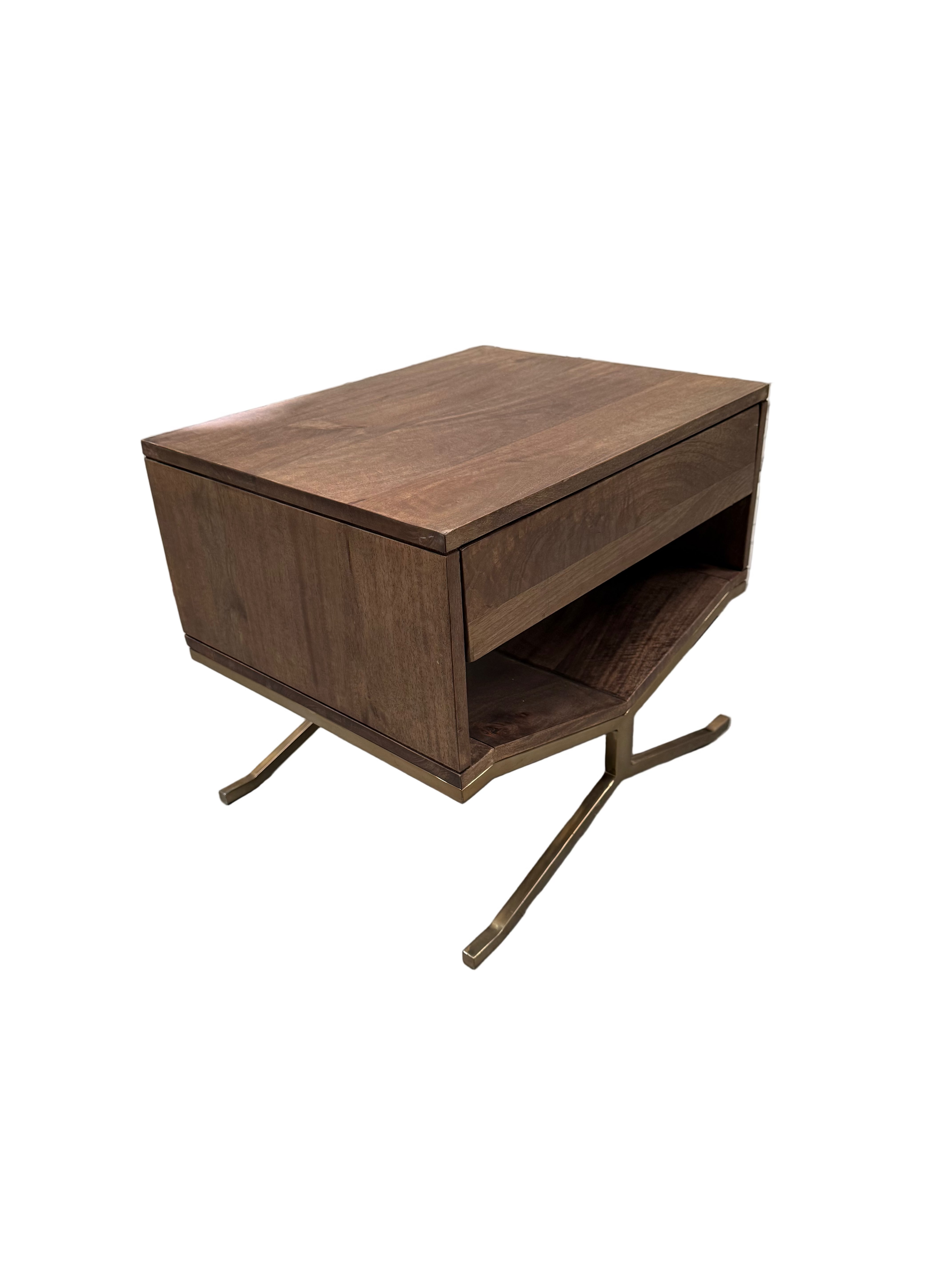 Walnut Wood Finish Bedside Table