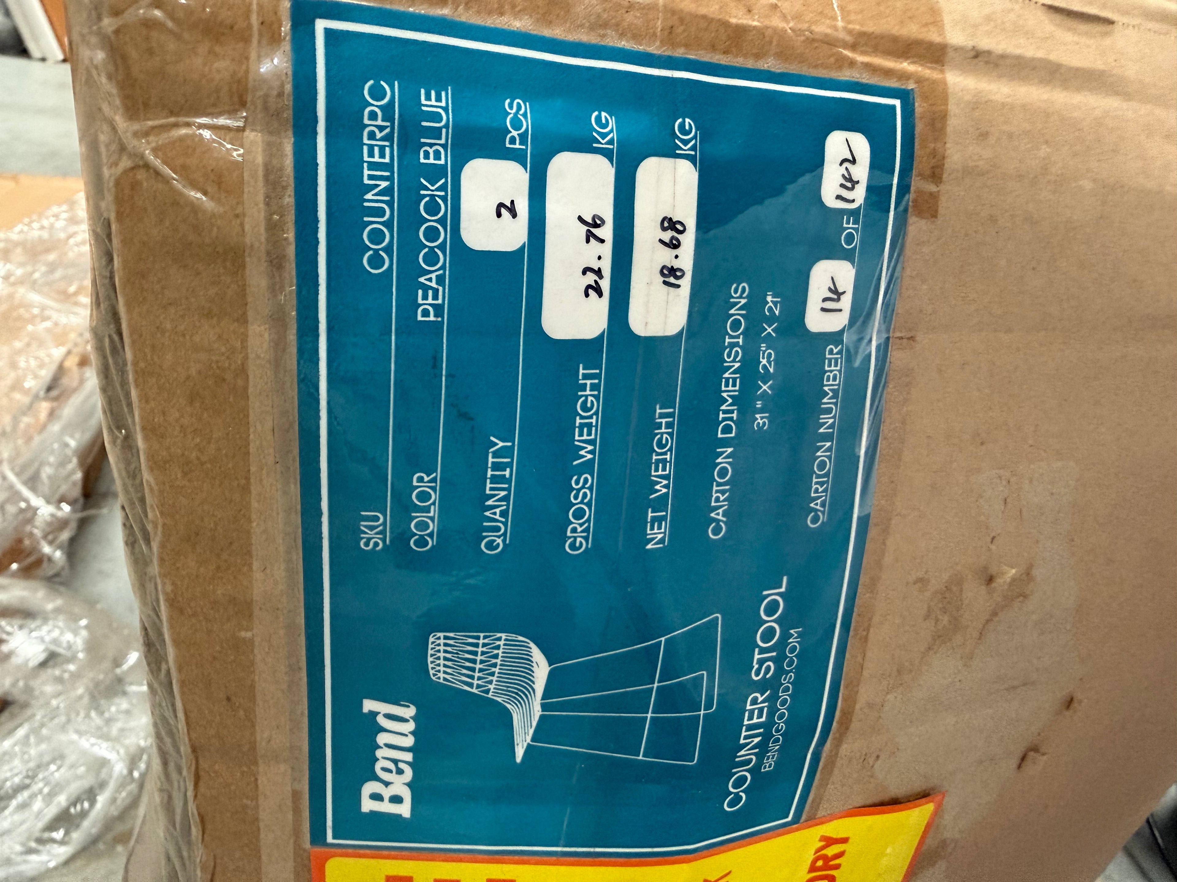 Bend Counter Stool Peacock Blue