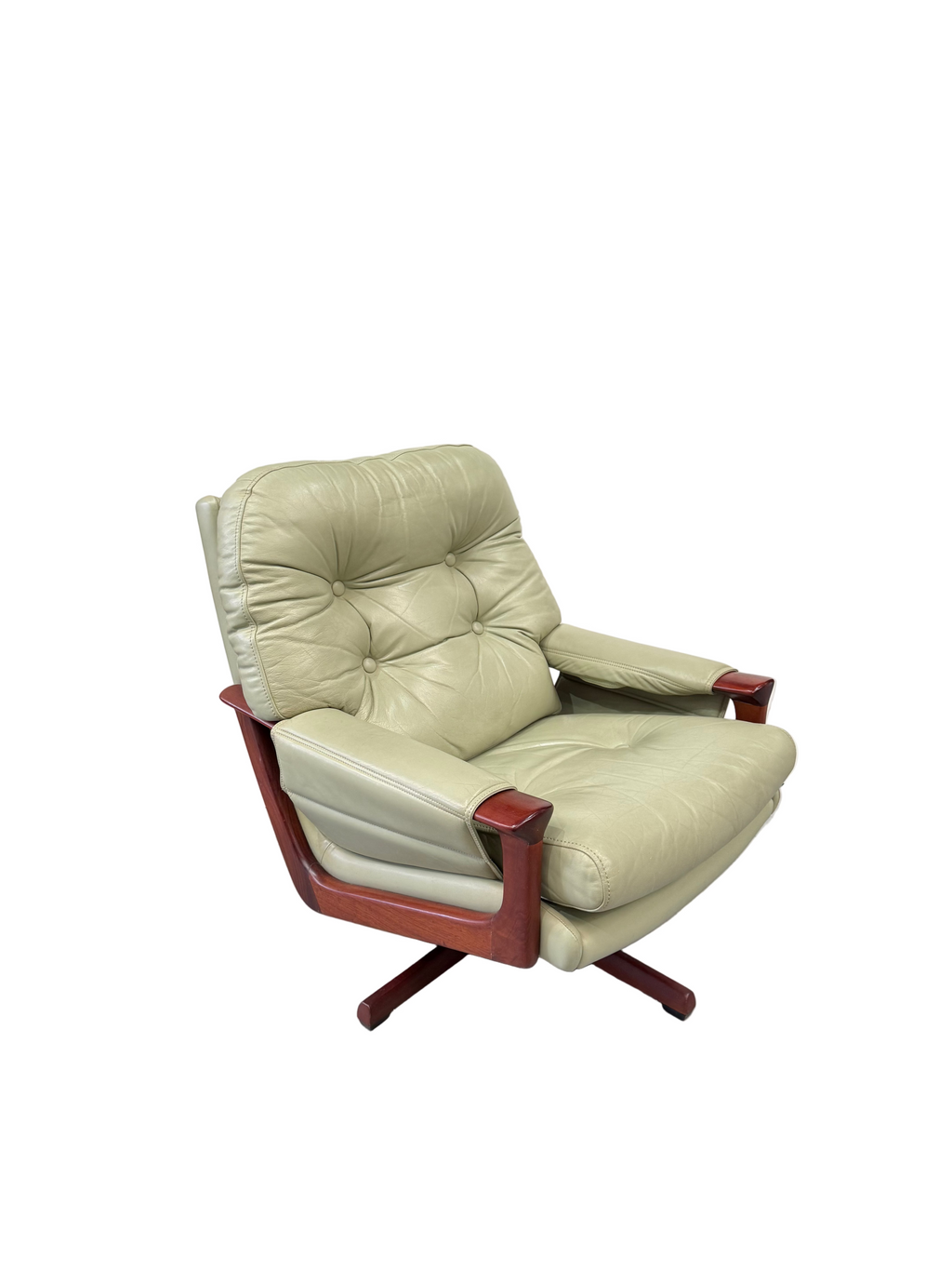 Vintage Tessa T1 Swivel Armchair Sage Green Leather