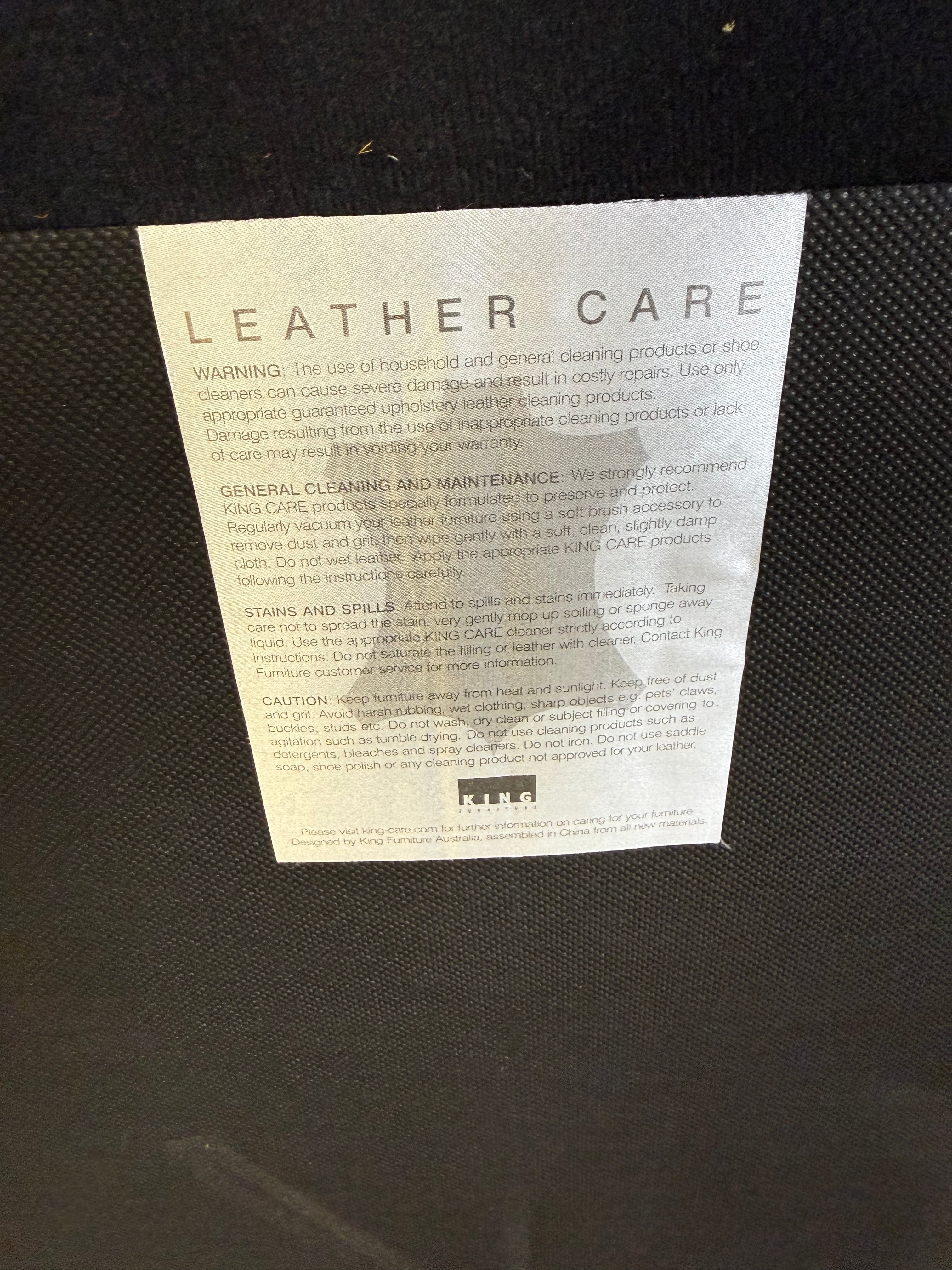 Black Leather King Furniture Sofa