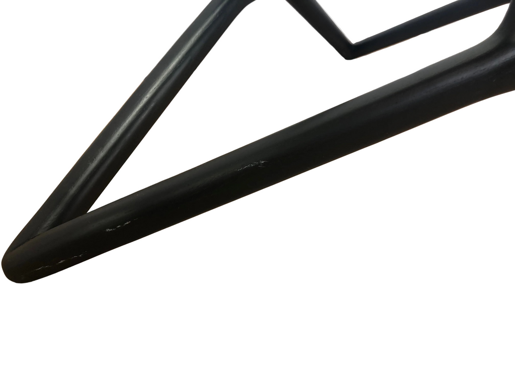 Glass top triangular coffee table black oak legs