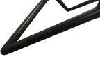 Glass top triangular coffee table black oak legs