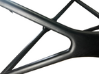 Glass top triangular coffee table black oak legs