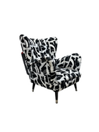 Vintage Graphic Print Wing Back Armchair