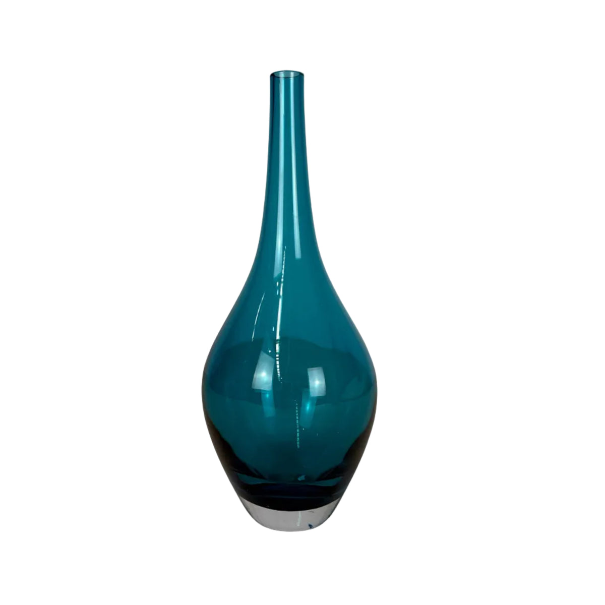 Large Teal Blue Glass Vase