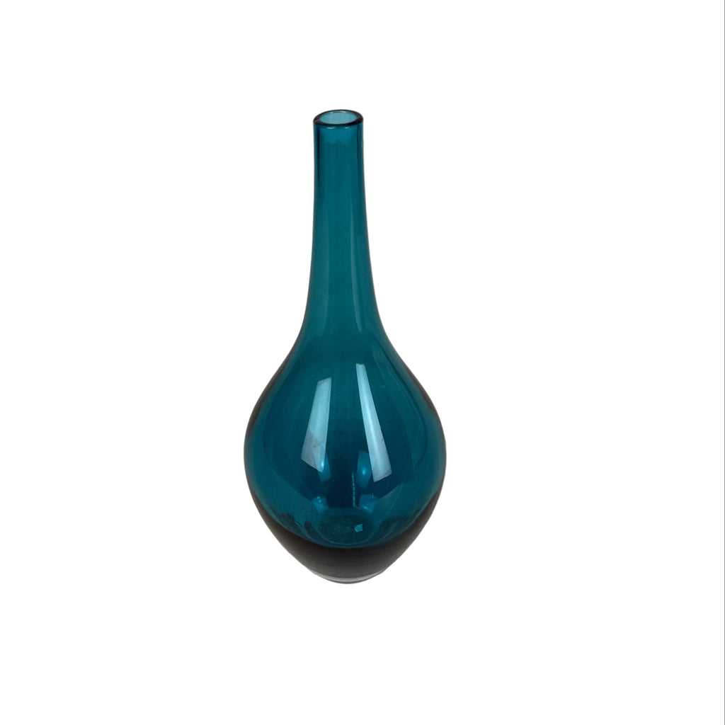 Large Teal Blue Glass Vase