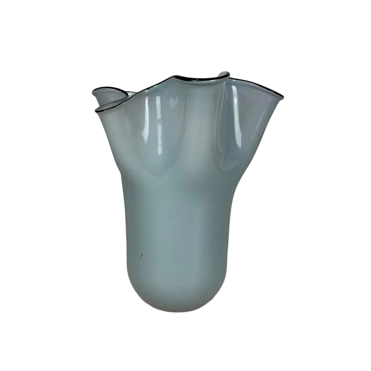 Ruffled Blue Glass Vase