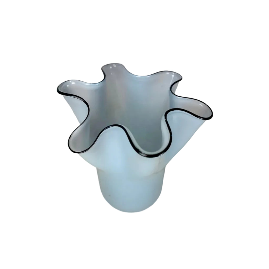 Ruffled Blue Glass Vase