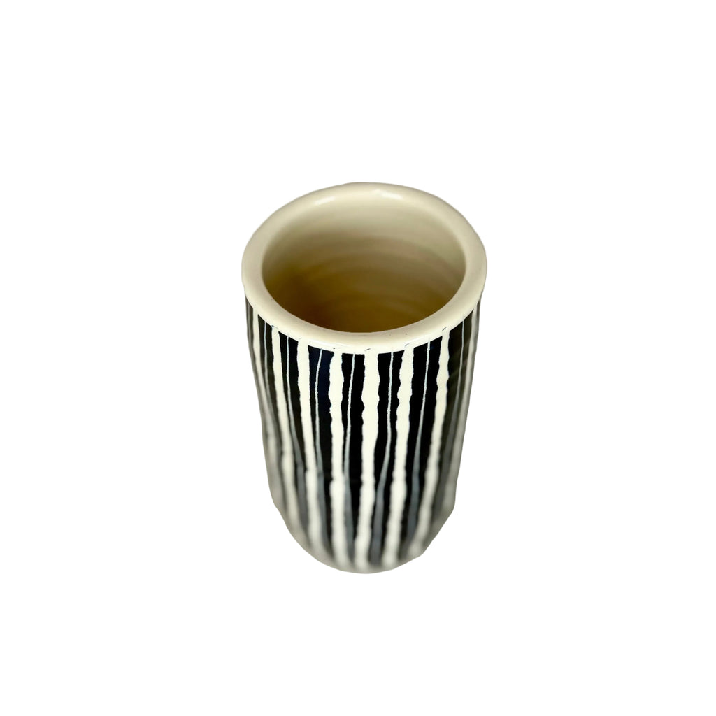 Navy Stripe Ceramic Vase