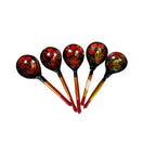 Vintage Hand-Painted Khokhloma Russian Wooden Spoons, Set of 5