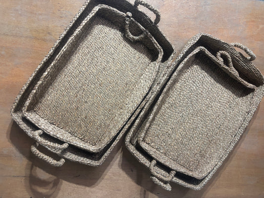 Woven rectangular tray x 2