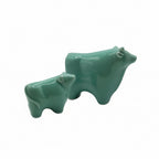Vintage Glazed Ceramic Cow Ornaments Set