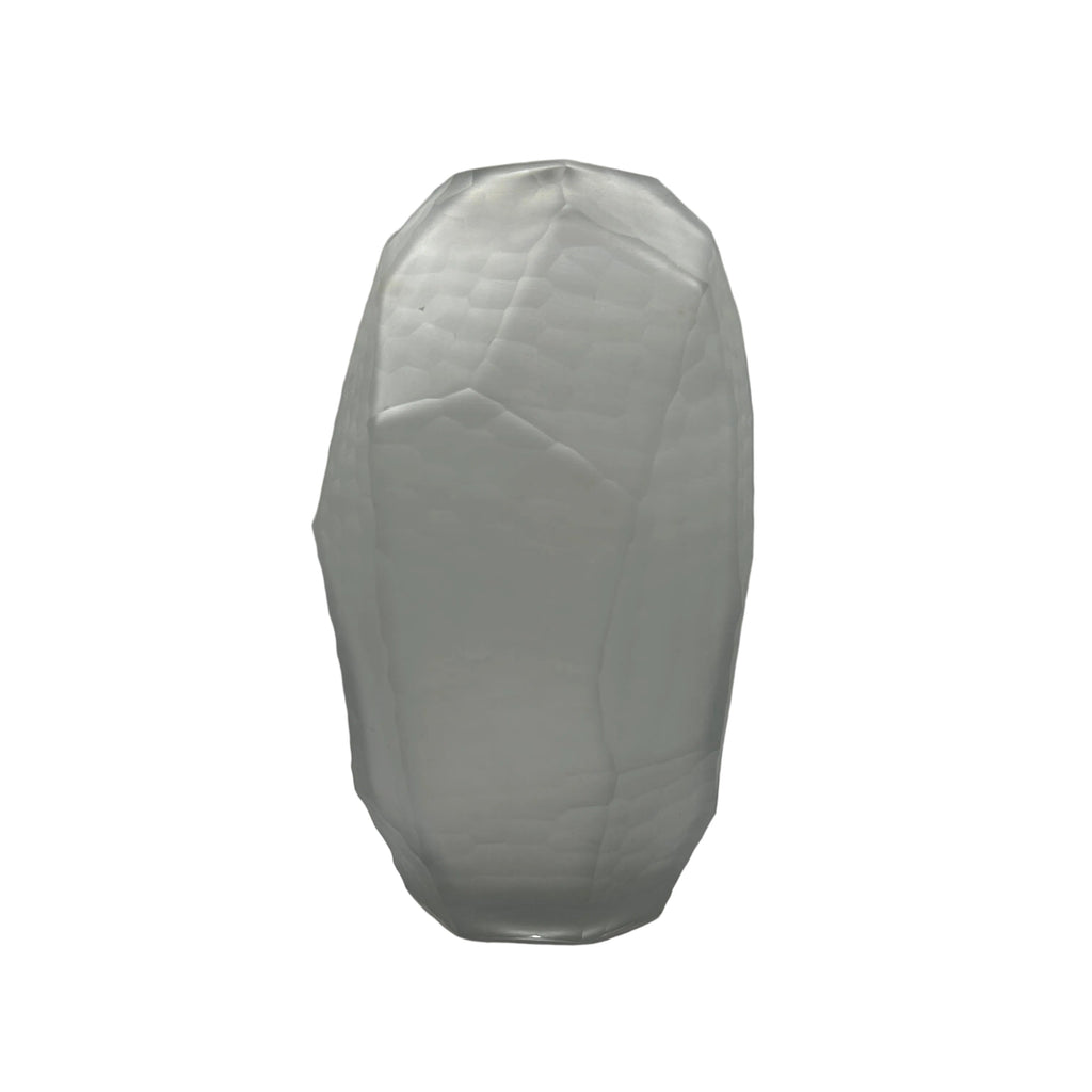 Large Geometric Frosted Glass Vase