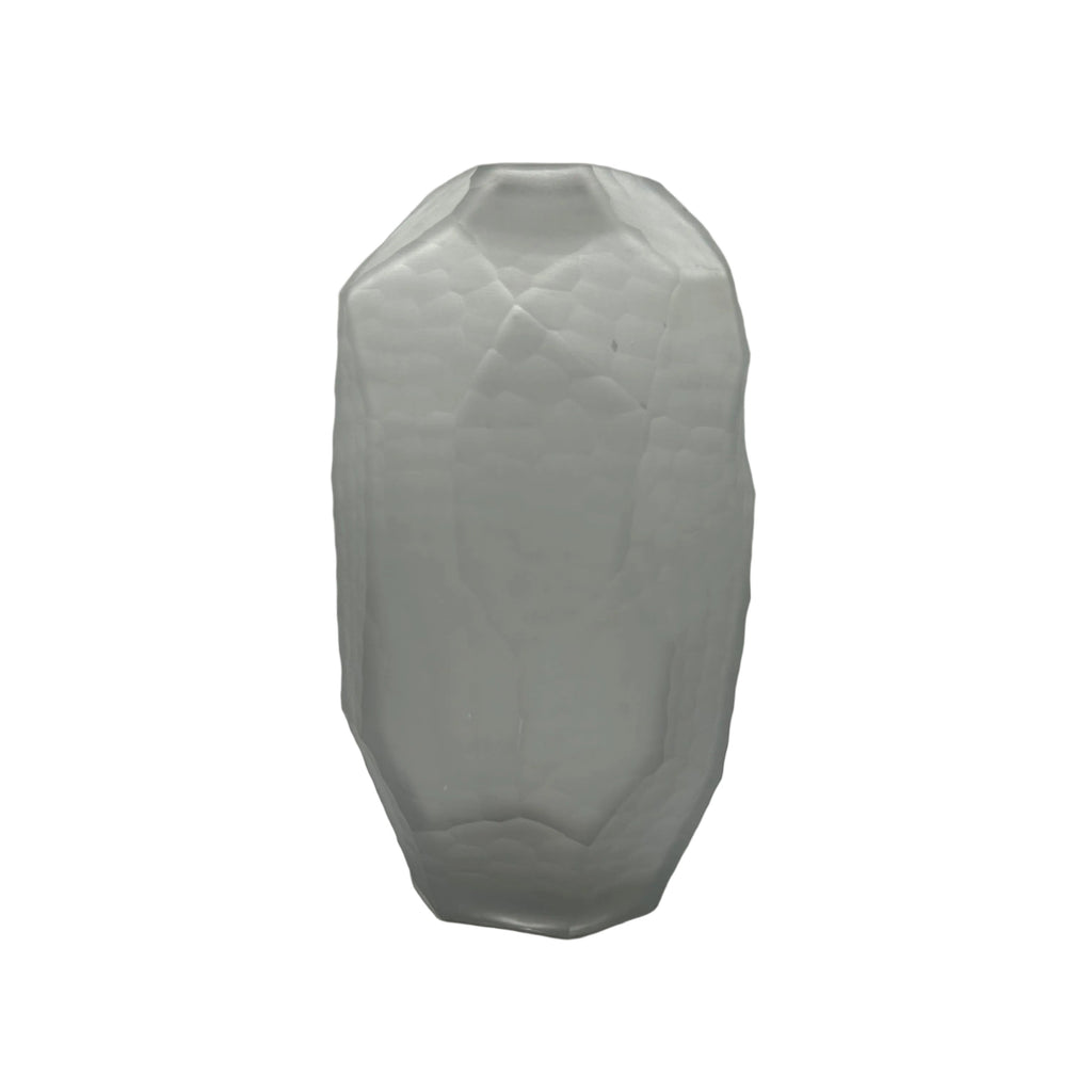Large Geometric Frosted Glass Vase