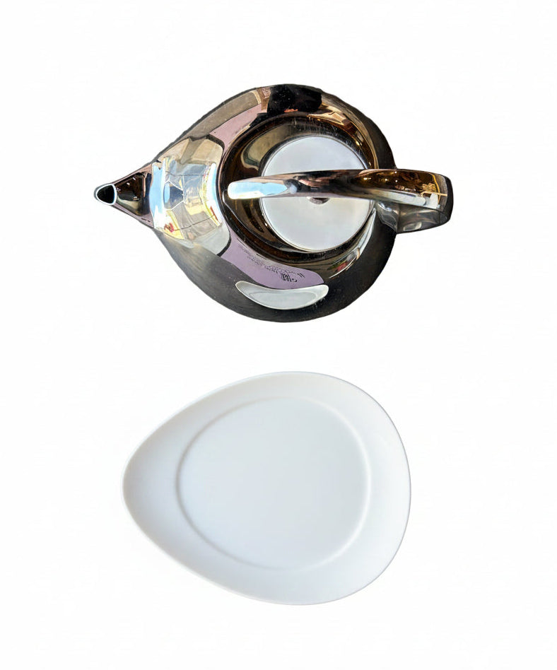 Georg Jensen Helena Teapot with Porcelain Coaster